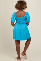 Turquoise Textured Bodice Dress