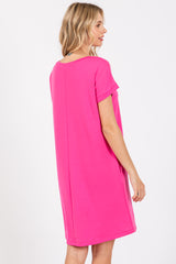 Hot Pink Short Sleeve T-Shirt Dress