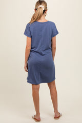 Blue Short Sleeve T-Shirt Maternity Dress