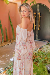 Blush Print Chiffon Drop Sleeve Maxi