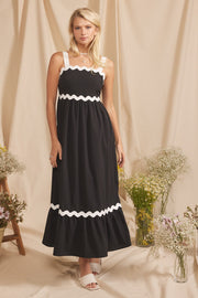 Black Contrast Trim Maxi Dress