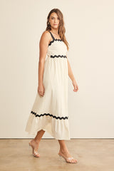 Cream Contrast Trim Maxi Dress