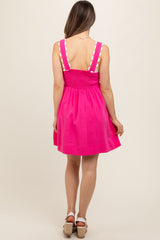 Fuchsia Ric Rack Accent Sleeveless Maternity Dress