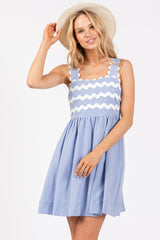 Light Blue Ric Rack Accent Sleeveless Maternity Dress