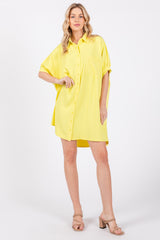 Yellow Collared Button Down Shirt Dress