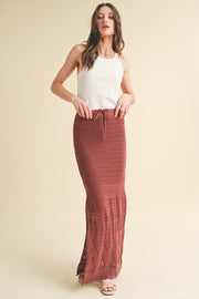 Brick Crochet Midi Drawstring Skirt