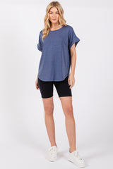 Blue Short Sleeve Terry Top