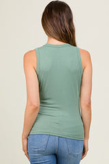 Light Olive Ribbed Racerback Maternity Tank Top