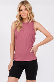 Mauve Ribbed Racerback Tank Top