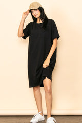 Black Oversized Round Neck T-Shirt Maternity Dress