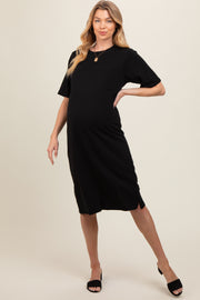 Black Oversized Round Neck T-Shirt Maternity Dress