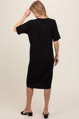 Black Oversized Round Neck T-Shirt Maternity Dress