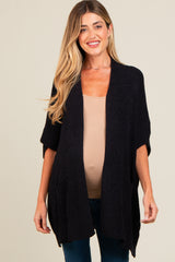 Black Drop Shoulder Side Pocket 3/4 Sleeve Maternity Cardigan