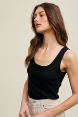 Black V-Neck Basic Tank Top