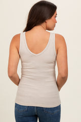 Light Taupe V-Neck Basic Maternity Tank Top