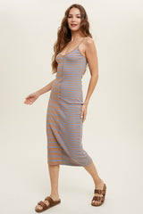 Mocha Striped Ribbed Dress