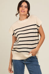 Ivory Striped Dolman Short Sleeve Maternity Sweater