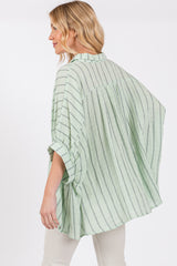 Mint Striped Collared Oversized Top