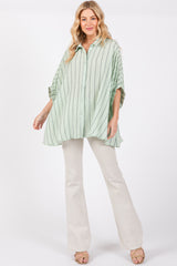 Mint Striped Collared Oversized Top