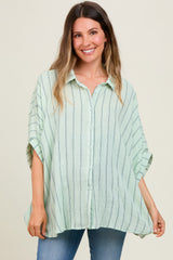 Mint Striped Collared Oversized Maternity Top