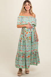 Jade Floral Off Shoulder Maternity Maxi Dress