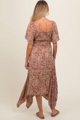 Brown Twist Front Cutout Maternity Maxi Dress