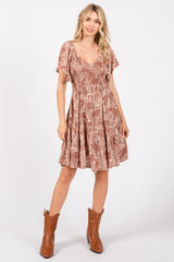 Rust Floral Smocked Dress