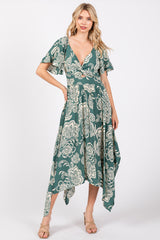 Green Floral Cutout Maternity Midi Dress