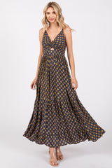 Navy Printed Cutout Maternity Maxi Dress