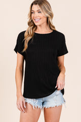 Black Knit Maternity Short Sleeve Top