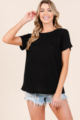 Black Knit Short Sleeve Top