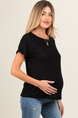 Black Knit Maternity Short Sleeve Top