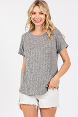 Heather Grey Knit Short Sleeve Top