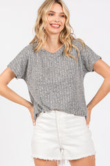 Heather Grey Knit Short Sleeve Top