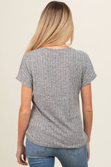 Heather Grey Knit Maternity Short Sleeve Top