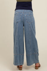 Light Blue Wide Leg Maternity Ankle Jeans