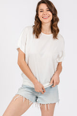 Ivory Round Neck Dolman Sleeve Maternity Top