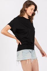 Black Round Neck Dolman Sleeve Top