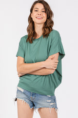 Green Round Neck Dolman Sleeve Maternity Top