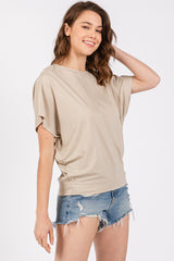 Beige Round Neck Dolman Sleeve Top