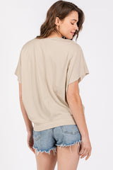 Beige Round Neck Dolman Sleeve Top