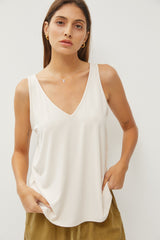 Beige V-Neck Maternity Tank Top