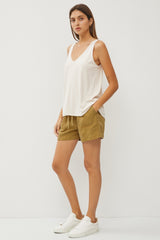 Beige V-Neck Tank Top