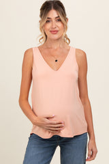 Peach V-Neck Maternity Tank Top