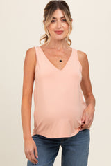 Peach V-Neck Maternity Tank Top