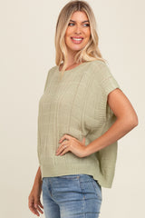 Mint Green Knit Short Sleeve Sweater Top