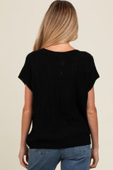 Black Knit Short Sleeve Sweater Maternity Top