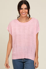 Pink Knit Short Sleeve Sweater Maternity Top