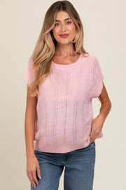 Pink Knit Short Sleeve Sweater Maternity Top