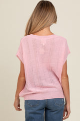 Pink Knit Short Sleeve Sweater Maternity Top